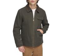 Levi's Veste de travail pour homme en toile de coton avec col en velours côtelé, vert olive, Medium
