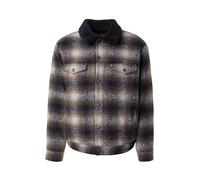 LEVI'S ® Veste mi-saison 'Relaxed Fit Plaid Sherpa Trucker Jacket' brun foncé / noir / blanc, Taille M