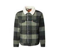 LEVI'S ® Veste mi-saison 'Relaxed Fit Plaid Sherpa Trucker Jacket' vert pastel / vert foncé, Taille S