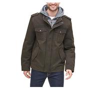 Levi's Veste militaire à capuche en coton délavé pour homme, Marron foncé/doublure en polytwill, X-Large