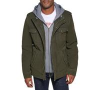 Levi's Veste militaire à capuche en coton délavé pour hommes (tailles standard et grandes tailles), Olive/Sherpa doublé, Large