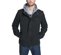 Levi's Washed Cotton Hooded Military Jacket,Black,X-Large