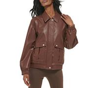Levi's Women's Faux Leather Lightweight Dad Bomber Jacket Cuir synthétique, Marron Chocolat, XL Femme