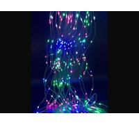 Levitantes Cascade LED 2 m avec 10 fils en argent RVB pour décorations festives et ambiances lumineuses.