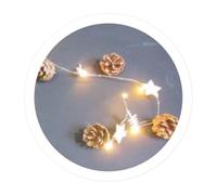 Levitantes Guirlande LED à piles de 1 m avec étoiles, pommes de pin et arbres décoratifs, idéale pour décorer les fêtes et les créations de Noël.