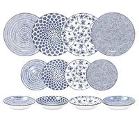 levitantes Service de table de 12 pièces, couleur bleue, convient pour un usage quotidien et des occasions spéciales, idéal pour servir des repas et améliorer la présentation.