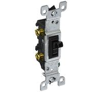Leviton 1451-2E Interrupteur silencieux 15 A 120 V avec cadre à bascule AC à bascule pour usage résidentiel, mise à la terre, noir