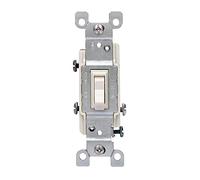 Leviton 1453-2T 15 Amp, 120 Volt, Toggle Framed 3-Way AC Quiet Switch, Residential Grade, Grounding, Quickwire Push-In & Side Wired, Light Almond by Leviton