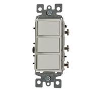 Leviton 1755-2 W 15 Amp, 120 Volt, individual Switches, Decora Three Rocker Combination Switch, Commercial Grade, with Ground Screw, White