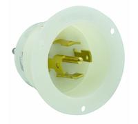 Leviton 2815 30 A, 120/208 V - 3 PY, prise d'entrée à bride, verrouillage de qualité industrielle, mise à la terre, blanc