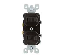 Leviton 5334 20 Amp, 120/277 Volt, Duplex Style Single-Pole / Single-Pole AC Combination Switch, Commercial Grade, Brown