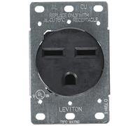 Leviton 5372-S00 30 A, 250 V, NEMA 6-30R, 2P, 3 W, prise MTG encastrée, lame droite, qualité industrielle, mise à la terre, fil latéral, sangle en acier, noir