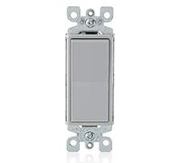 Leviton 5601-2W Commutateur silencieux à bascule simple pôle AC 15 A, 120/277 V 1 pièce 1 Pack gris