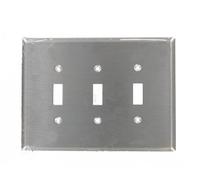 Leviton 84111-40 Plaque murale pour interrupteur à bascule 3 interrupteurs à bascule, surdimensionné, acier inoxydable 302, support pour appareil, acier inoxydable