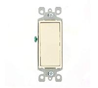 Leviton Decora 5603-2T Interrupteur silencieux à bascule 3 voies CA 15 A, 120/277 V, qualité résidentielle, mise à la terre, amande claire