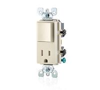 Leviton Decora T5625-T Interrupteur combiné et prise inviolable Amande claire