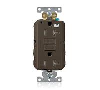 Leviton G5362-WT Réceptacle GFCI d'auto-test duplex ultra-résistant de qualité industrielle résistant aux intempéries/inviolables 20 A-125 V, marron, 20 A