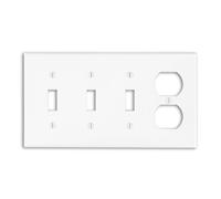 Leviton P38-W Plaque murale à combinaison d'appareil duplex 4 interrupteurs à 3 bascule, taille standard, blanc