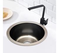 Levkitch Évier rond en acier inoxydable - Gris - Diamètre : 36 cm - 1 bac