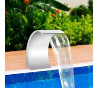Levkitch Fontaine de Piscine en Forme de S en Acier Inoxydable 60 x 30 cm,Lame d' Eau Piscine Hors Sol,Fontaines d'Etang de Jardin Cascade Bassin pour Patio Extérieur
