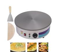 Levkitch Plaque ronde de 45 cm - Appareil à crêpes électrique - 3000 W - Plaque de cuisson plate anti-adhésive - Réglage de la température de 50 °C à 300 °C
