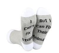 LEVLO 1 paire de chaussettes vétérinaires pour vétérinaire avec inscription « But I Can Fix Their Animals », I Can Fix Their Animals-GY, Small/Medium