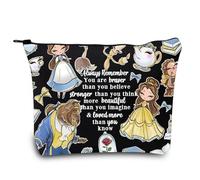 LEVLO Beauty Story Trousse de maquillage à fermeture éclair pour femme et fille Motif You Are Braver Stronger Smarter Than You Think, Sac de beauté noir, Sac fourre-tout