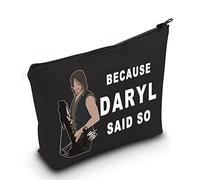 LEVLO Daryl Dixon Trousse de maquillage avec citation Daryl Dixon Cadeau pour les fans de Daryl Said So Trousse à fermeture éclair pour femmes et filles, Because Daryl Black, Trousse de maquillage