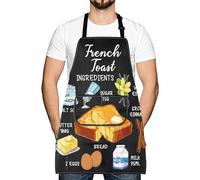 LEVLO French Toast Ingrédients Huile Sirop d'érable Recettes Brunch Tablier de cuisine New Home Merry Christmas Cadeaux, Pain perdu français, 73*68cm