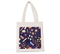 LEVLO Sac à provisions réutilisable pour microbiologie et bactéries, biologiste, cadeau pour enseignant, étudiant, Microbiologie Bactéries, 32cm ( 12.6 inch ) * 37 cm ( 14.57 inch)