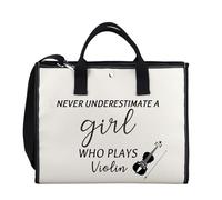 LEVLO Sac fourre-tout pour violon - Cadeau pour violoniste - Cadeau pour professeur de musique - Trousse de maquillage pour fille qui joue du violon, Sac fourre-tout pour violon, large