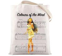 LEVLO Sac fourre-tout réutilisable Motif princesse Pocahonta pour fans de Pocahonta Couleurs du vent, Le vent, Medium