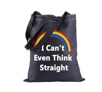 LEVLO Sacs de courses arc-en-ciel LGBT Lesbian Gay Pride avec inscription « I Can't Even Think Straight », Think Straight-noir, Medium