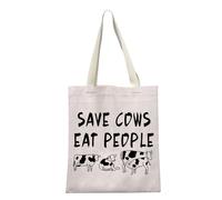 LEVLO Save Cows Eat People Sac fourre-tout végétalien Cadeau végétarien pour herbivore végétalien Cadeau pour sac de courses végétarien, Eat People Tote 2uk, large