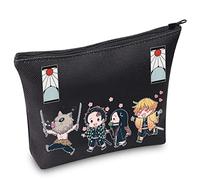 Levlo Tanjirou Ascension Trousse à maquillage avec fermeture éclair Motif écossais Rouge, Tanjirou Noir, Trousse de maquillage