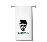 LEVLO Torchon de cuisine amusant Walter blanc pour fans de Walter White Cadeau Let's Cook Walter White Torchons à vaisselle Crime TV Lover Merchandising (Let's Cook Torchon)