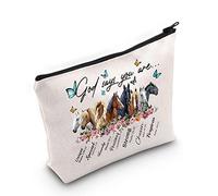 LEVLO Trousse de Maquillage à Motif Cheval - Cadeau pour Les Amoureux des Chevaux - Dieu Dit Que Vous êtes Unique et spécial - Pochette de Maquillage à Fermeture éclair