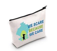LEVLO Trousse de maquillage avec fermeture éclair « We Scare Because We Care » - Motif monstres amusants, Nous avons peur parce que, Trousse de maquillage
