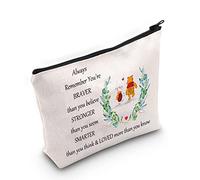 LEVLO Trousse de maquillage d'amitié avec fermeture éclair pour femme avec inscription « You Are Braver Stronger Smarter Than You Think », Sac Wei Ni, Trousse de maquillage