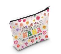 LEVLO Trousse de maquillage florale pour grand-mère, cadeau pour grand-mère, amour, soin de chérir, pochette de maquillage à fermeture éclair pour grand-mère, NANA Full, Trousse de maquillage