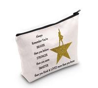 LEVLO Trousse de maquillage musicale avec inscription « You Are Braver Stronger Smarter Than You Think », Sac large, Trousse de maquillage