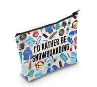 LEVLO Trousse de maquillage pour le ski, le snowboard, le cadeau « I'd Rather Be Snowboard Skier » avec fermeture éclair, Sac de snowboard, Trousse de maquillage