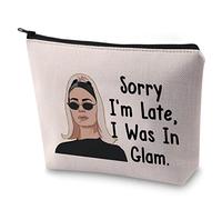 LEVLO Trousse de maquillage RHONY avec inscription « Sorry I'm Late I was in Glam », I Was in Glam