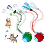 LEVMEK Jouet Chat Interactif 2 Pièces Balle Automatique Qui Bouge Toute Seule Intérieur, Balle Roulante Intelligente avec Queue Speedy Tail 2.0, 3 Modes, Recharge USB pour Chats et Chiens Bleu Vert