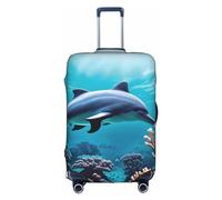 LEVNDIEJ Belle housse de valise élastique motif dauphins du monde sous-marin, idéale pour les voyages d'affaires, blanc, X-Large