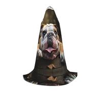 LEVNDIEJ Cape à capuche amusante avec imprimé bouledogue anglais pour homme et femme - Costume médiéval pour Halloween, bal masqué, cosplay, noir, Medium