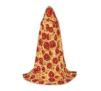 LEVNDIEJ Cape à capuche avec impression 3D Pizza Pepperoni pour homme et femme, costume médiéval pour Halloween, bal masqué, cosplay, noir, Large