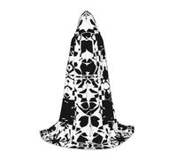 LEVNDIEJ Cape à capuche avec motif imprimé noir et blanc pour homme et femme, costume médiéval pour Halloween, bal masqué, noir, Medium