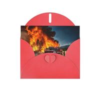 LEVNDIEJ Cartes d'anniversaire vierges avec imprimé flammes pompiers - Cartes de vœux - Cartes de remerciement - Enveloppes pour toutes les occasions