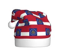 LEVNDIEJ Chapeau de Père Noël Drapeau de l'État de Géorgie pour adulte, chapeau de Noël, chapeau de vacances pour Noël, chapeau de Noël unisexe pour fête de Nouvel An